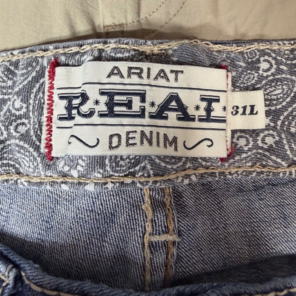 Ariat REAL Denim Jeans Womens 31L Blue Tulip Bootcut Embroidered Western - Picture 3 of 9
